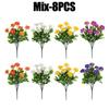 2/4/8Pcs Simulation Chrysanthemum Daisy Artificial Flowers Plastic Decorative Plants For Outdoor Garden Home Decoration