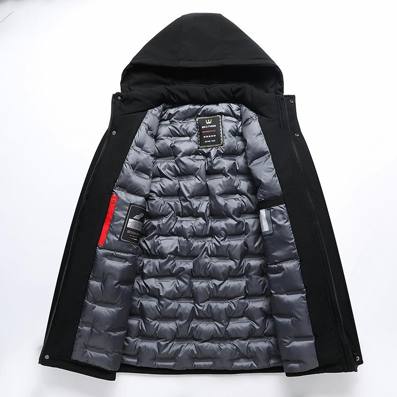 2026 Neue Winter Lange Parkas Herren Verdicken Lässiger Parka Slim Fit Jacke Wasserdicht Warm Kapuze Abnehmbare Oberbekleidung Mantel