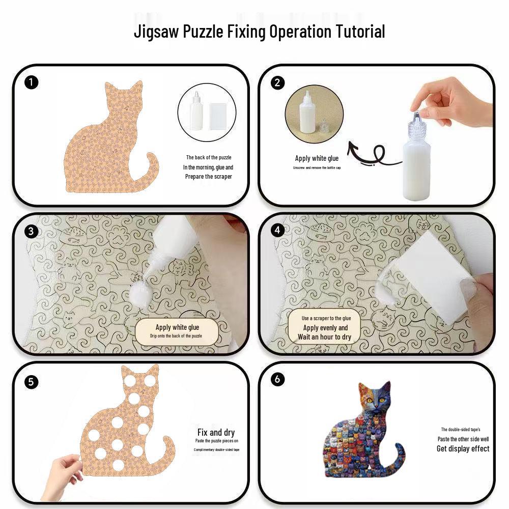 HOOLOOG Irregular Cube Cat Wooden Jigsaw Puzzle Toy & Money Box