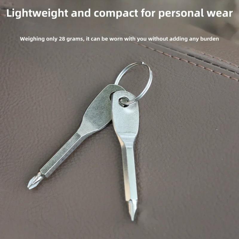 Portable Screwdriver, Outdoor EDC, Portable Tool, Flat Screwdriver, Cross Screwdriver with Keyring