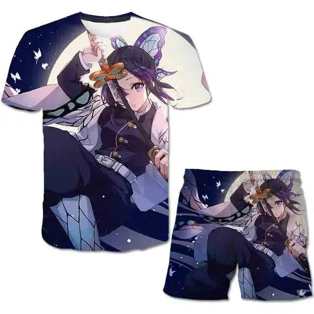 Baby Demon Slayer T shirt Clothes Summer Boys Clothing Sets Fashion T shirt+Short Pants 2pcs Suit Children Clothes Streetwear