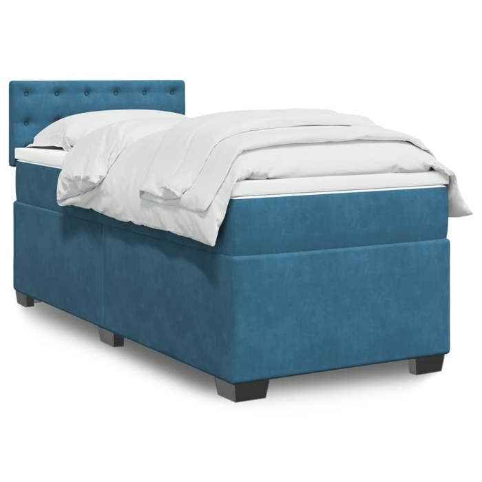 VidaXL Sommier à lattes de lit avec matelas Bleu foncé 90x190 cm, lit, lit à plate-forme, lit à panneaux, meuble de chambre 3286190