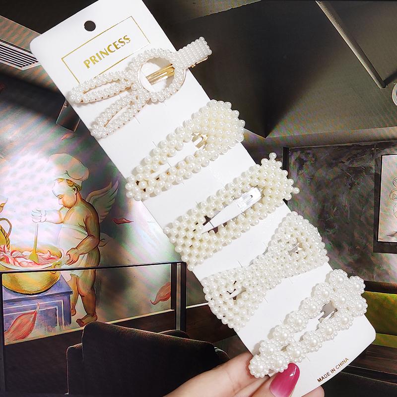 Pearl Hair Clip For Women Korean 3/4pcs Geometric Hairpins Set Hair Berrettes Girl Hairgrip Side Clip Hair Accessories
