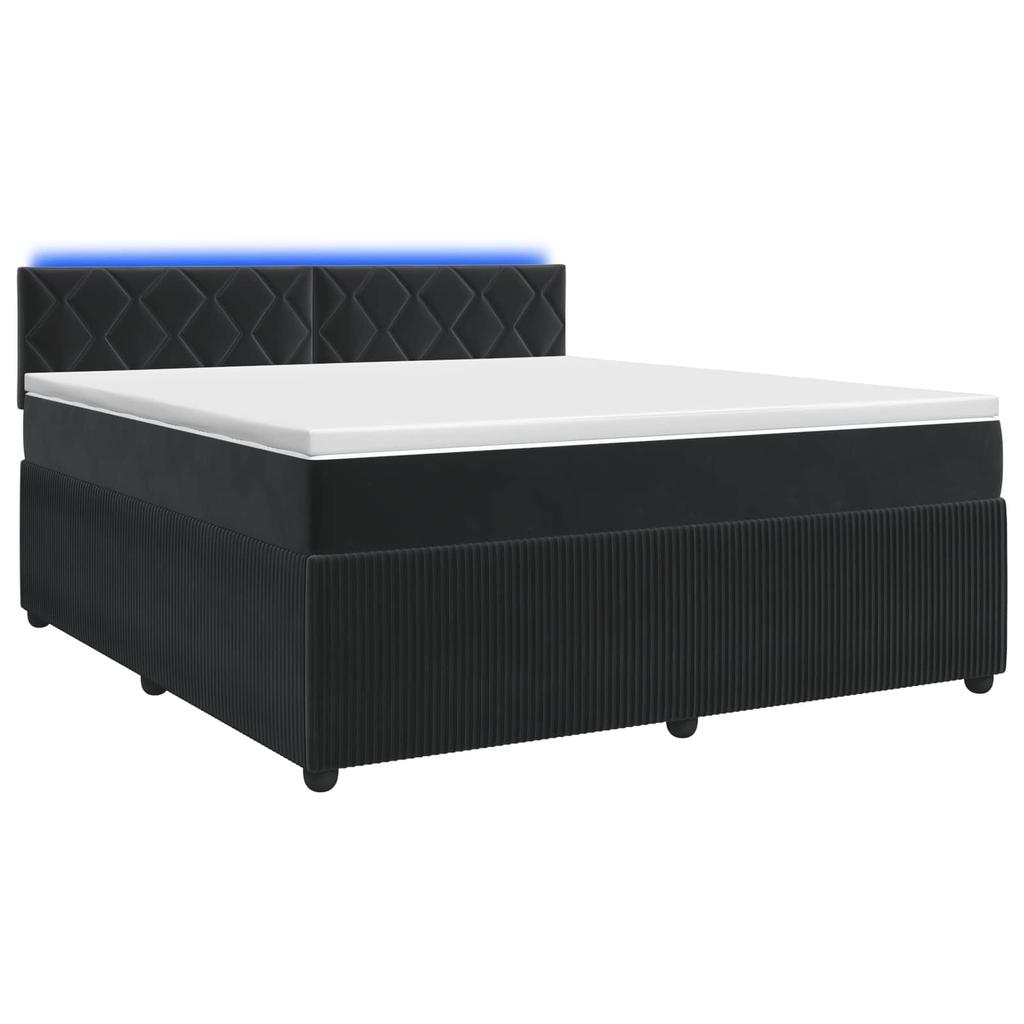 Box Spring Bed with Mattress Black 140 X 200 Cm Velvet
