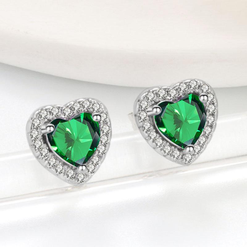 Zodiac Heart Shaped Cubic Zirconia Stud Earrings Minimalist Elegant Jewelry For Women