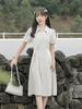 French sweet waist and thin temperament dress, summer new gentle wind design sense niche shirt medium and long dress
