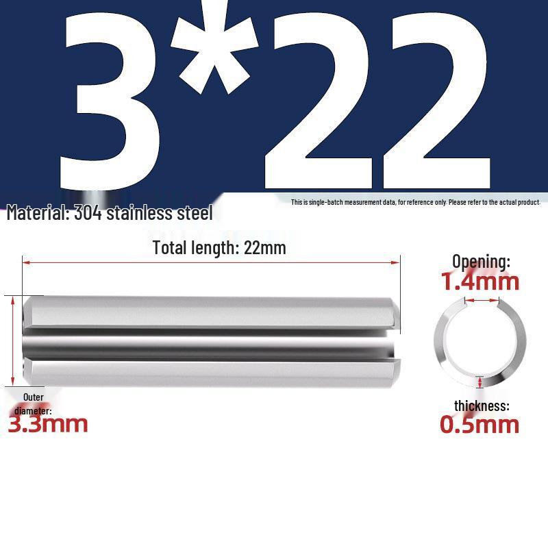 304 Stainless Steel Slotted Spring Pin, Cylindrical Shaft Pin, Locating and Hollow Pin (M5-M12)