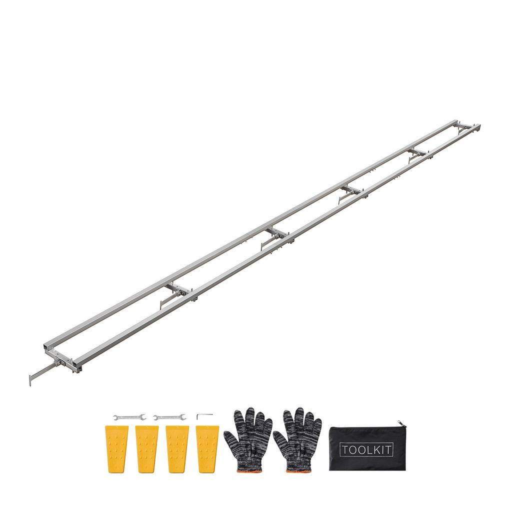 Rail Mill Guide System, 4.57 M 6 Crossbar Chainsaw Mill Kits, Aluminum Saw Milling Rails System Works with Chainsaw, 4 Wedges, Adjustable Rail Milling