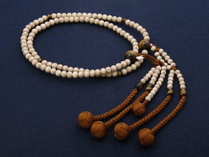 Kyoto Buddhist Altar Hayashi Prayer Beads Nichiren Buddhism Shakuni Star Moon Bodhi Tree with Tiger Eye Stone Formal Official Bag Kyoto Prayer Beads