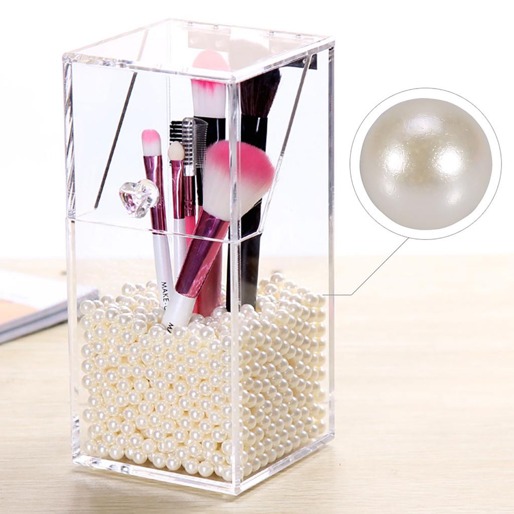 1300PCS Bag Artificial Pearls Beads Decoration For Brush Holder Makeup Organizer(White)