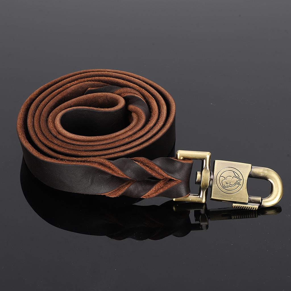 1pc Soft Leather Dog Collar & Leash In Braided Pet Chain (2.5 X 150cm)