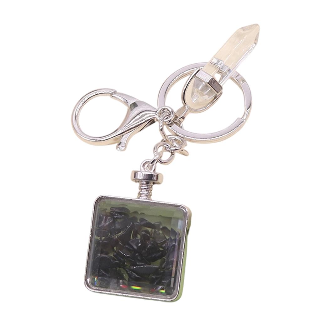 Versatile Square Keychain Featuring Natural Stone Crystals Photo Frame For Couples And Family