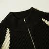 Autumn Men's Stand Collar Long Sleeve Color Block Zipper Loose Cardigan Sweater