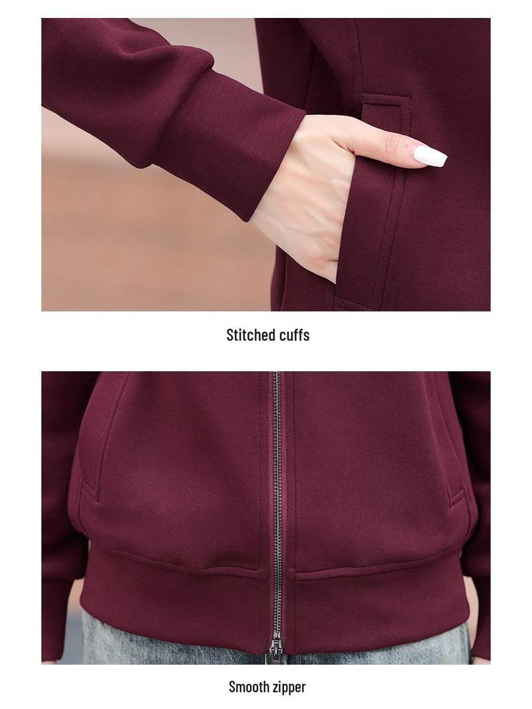 2025 Versatile Women's Stand-up Collar Double Zipper Cardigan: Casual Long Sleeve Sports Jacket