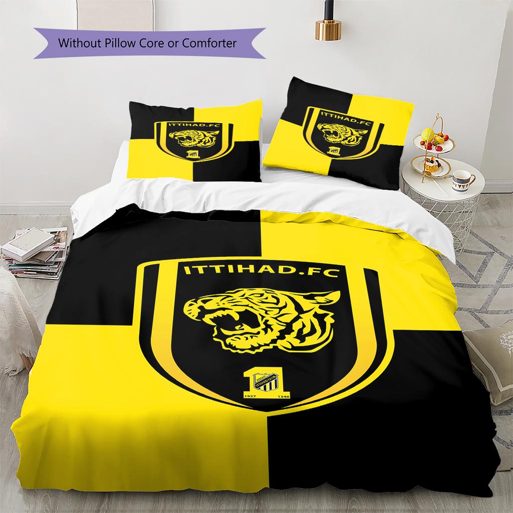 Al-Ittihad Club Pattern Bedding,Quilt Set Quilt Cover Pillowcase Home Birthday Gift (1 * duvet cover + 2 * pillowcase, without core)