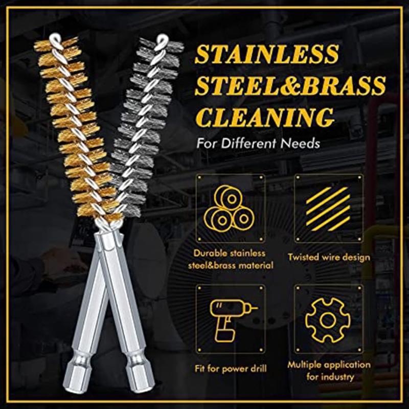 12Pieces Cleaning Brush for Power Drill Impact Driver with Different Size for Cleaning Steel Parts,Machinery,Metal Parts