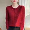 Dámský pletený kardigan s kulatým výstřihem Andy Cashmere Sweater Coat - Podzim 2025, Korejský styl