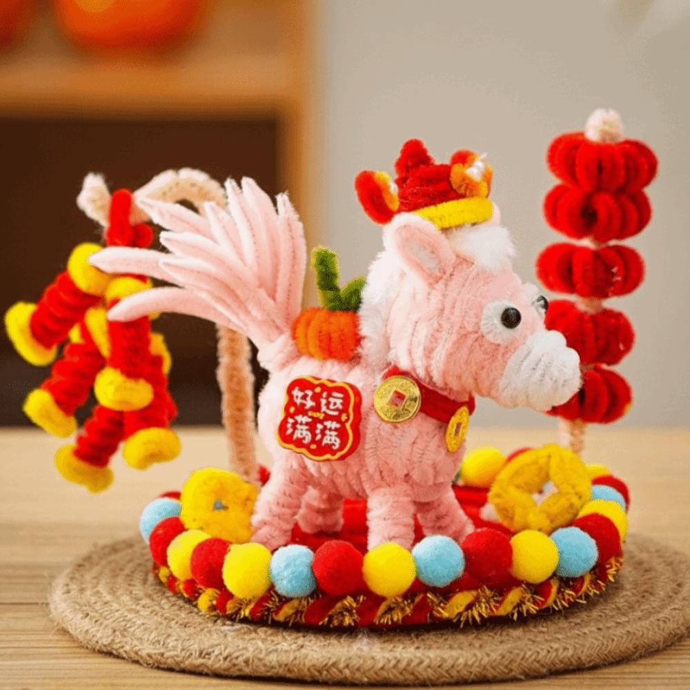 Handmade Horse Desk Pendant Cartoon Cute Creative DIY Twister Stick Unfinished DIY Material Kit Lunar New Year Horse Decoration