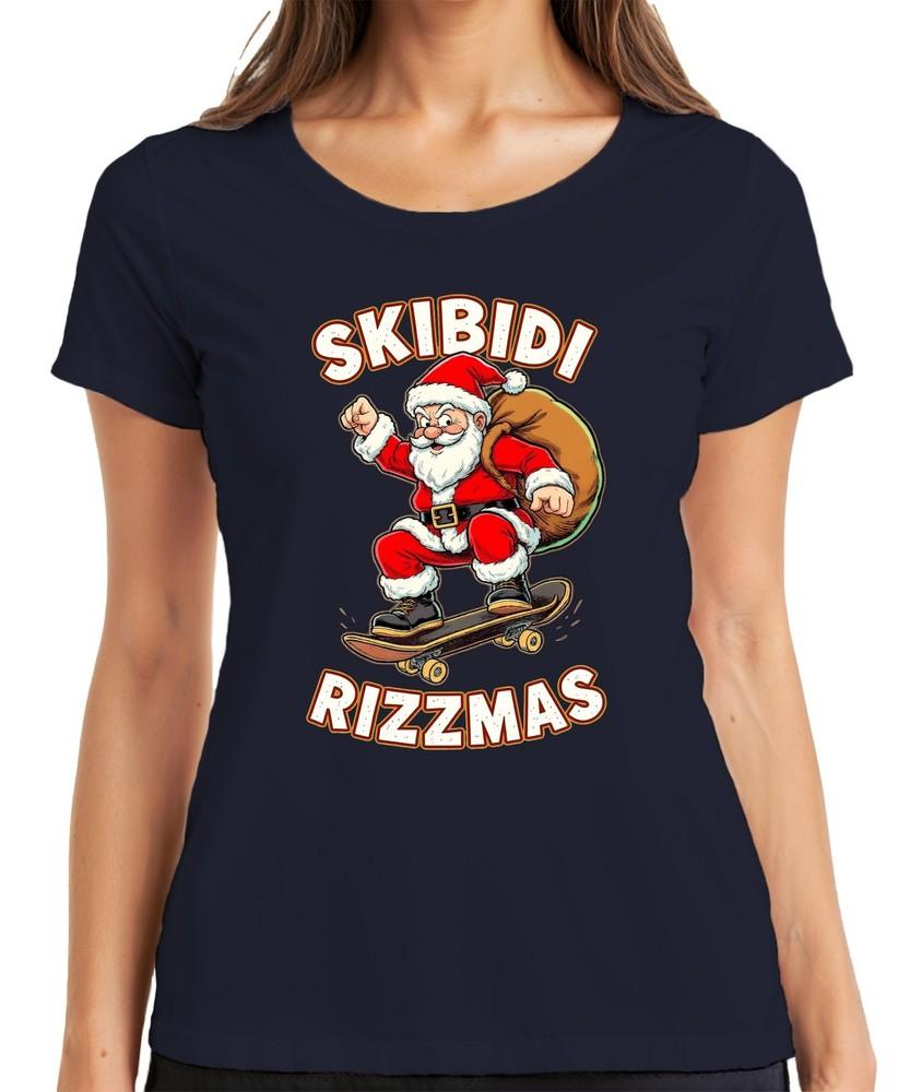 Skibidi Rizzmas Santa Claus Skateboard Christmas Skater Unisexs TShirt S