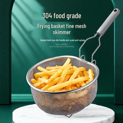 304 Stainless Steel Skimmer Fine Mesh Fryer Basket Oil Strainer Noodle Colander