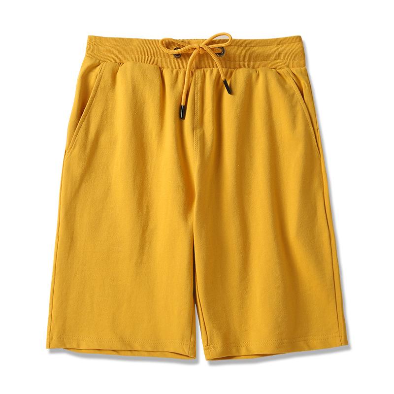 Heavyweight 300g Pure Cotton Unisex Loose Drawstring Terry Cloth Shorts XL 125-140 jin жёлтый