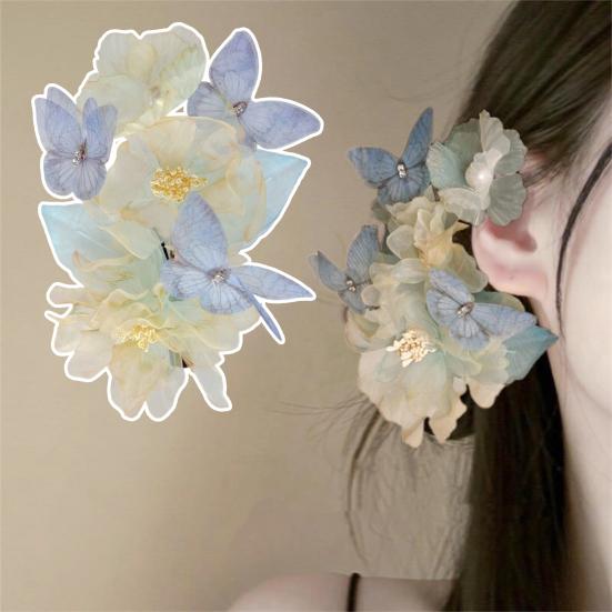 Women Hair Clip Retro Style Butterflies Flower Decor Hair Pins Spring Clip Design Decorative Headdress Hair Accessories
