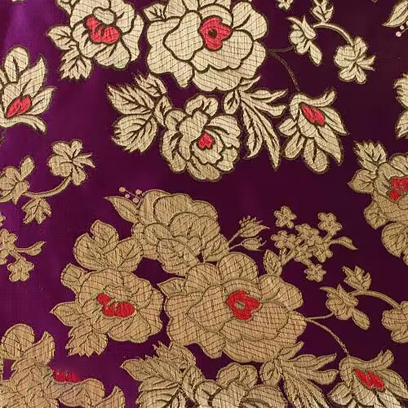 Jacquard Brocade Fabric By Meters for Cheongsam Dress Clothes Bag Pillowcase Diy Sewing Smooth Soft Flower Needlework Cloth Red