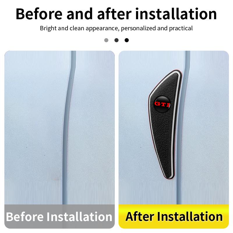 For Volkswagen MNNJ14Pcs PVC Soft Rubber Blade Shaped Auto Car Door Corner Anti-collision Sticker For Volkswagen VW Golf 4 7 GTI Tiguan Passat B5 B6