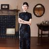 Autumn black cheongsam long 1011 new improved imitation fragrant cloud yarn retro fashion girl Chinese style dress