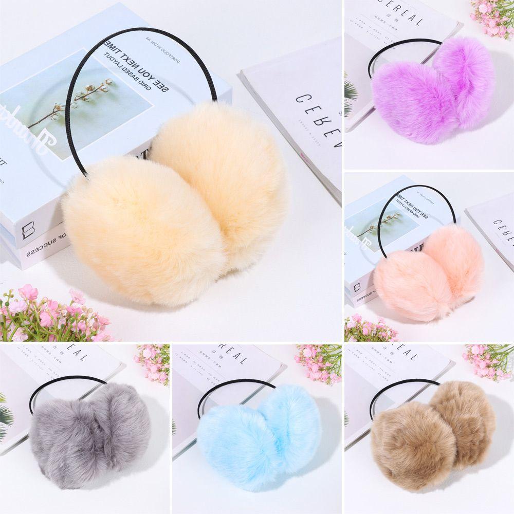 Solid Color Cold Proof Female Ear Warmer Ear Bag Warm Earmuffs Plush Earmuffs Faux Rabbit Fur