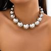 Exaggerated Goth Acrylic CCB Big Ball Bead Chain Necklace for Women Punk Chunky Heavy Short Choker Grunge Zircon Steampunk Men