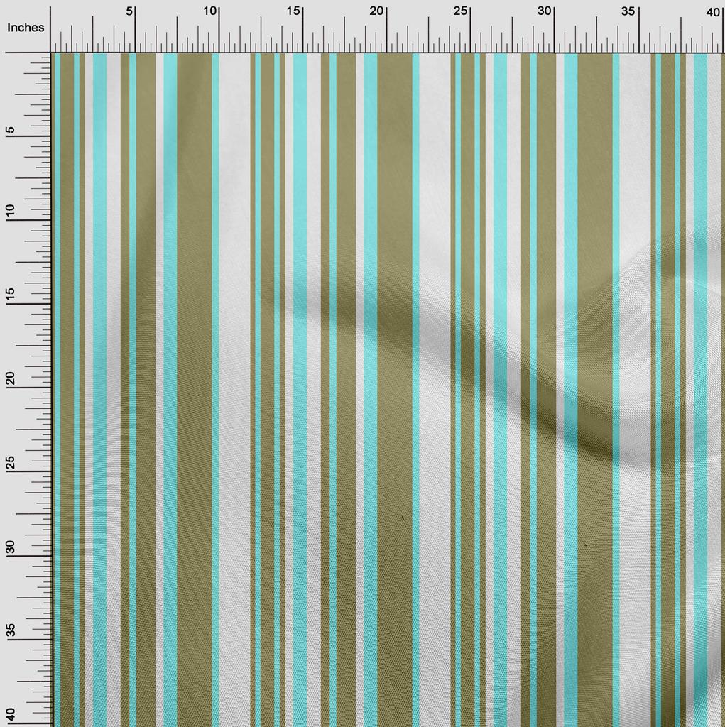 oneOone Cotton Flex Olive Green Fabric Stripes Diy Clothing Quilting Fabric Print Fabric By Yard 40 Inch