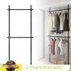 Bymaocar 2 Tiers Household Thicken Stainless Steel Poles Telescopic Drying Hanger Rack Storage Holder Adjustable Height & Length