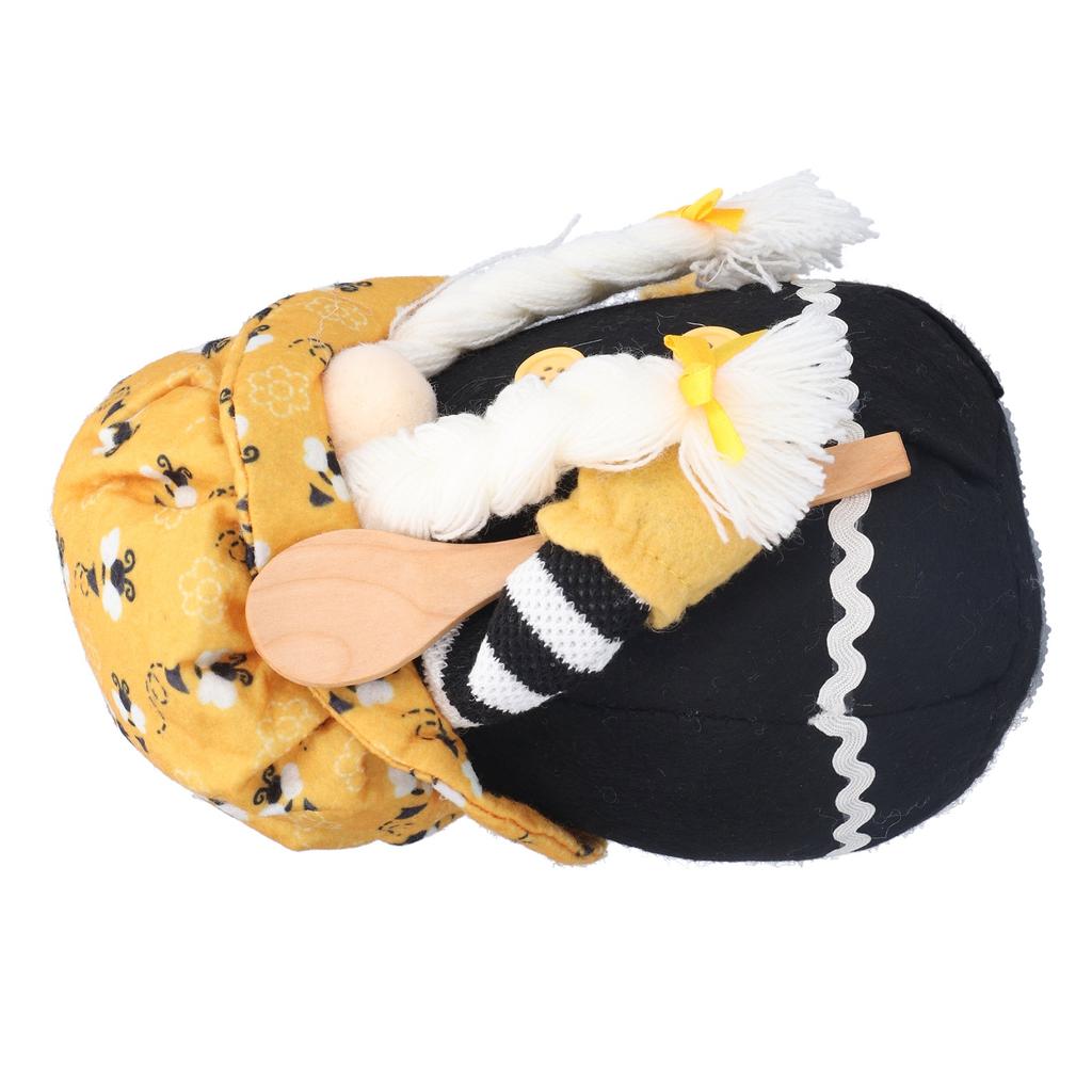 Patrón de Abeja Muñeco Gnomo Enano Muñeco sin Rostro Adorno Decoración para Sala de Estar Sofá Escritorio Estantería