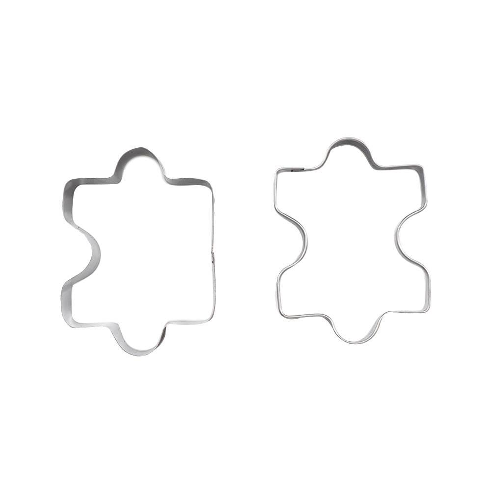 Puzzle 4Pcs Decorating Cookies Cutter Cake Mould Jigsaw Stainless Steel Tool