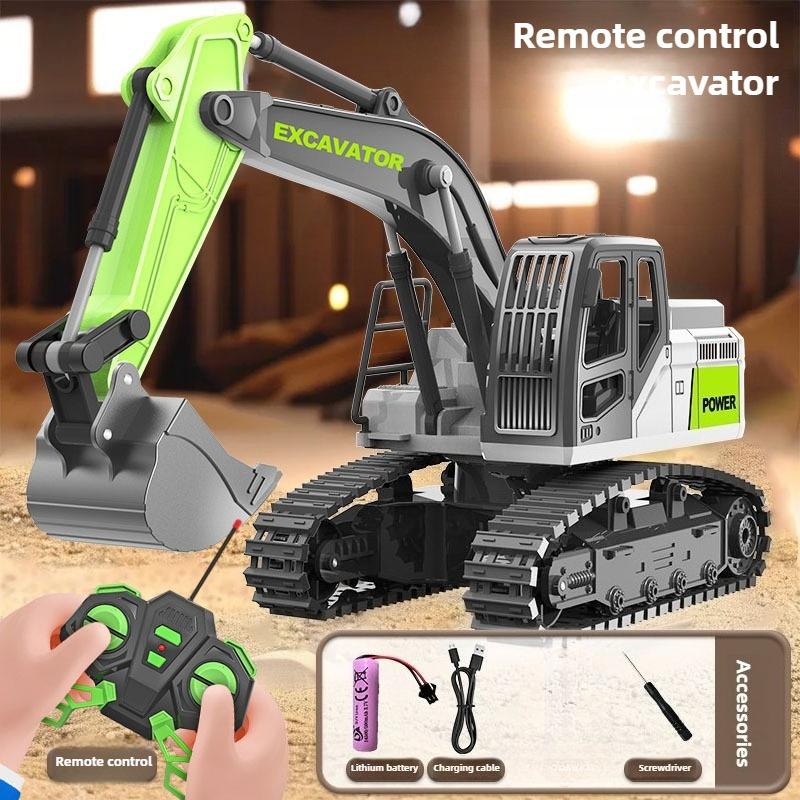 Children Alloy Remote Control Excavator Toys Simulation Electric Excavator Engineering Vehicle With Light Rc Cars Model For Kids