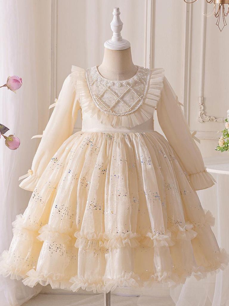 2025 Girls' Princess Elsa Tulle Dress for Autumn/Winter - Little Girl's Puffy Birthday Party Outfit