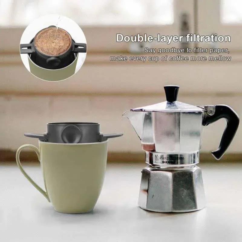 Reusable Stainless Steel Coffee Filter Portable Drip Coffee Maker Holder for Home Office Travel
