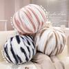 Plush Modern Round Pillow Striped Decorative Throw Cushion Bedroom Decoration