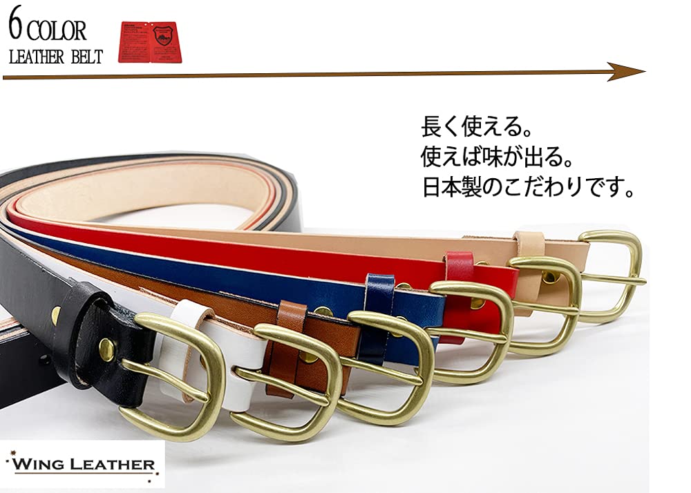 WING LEATHER Tochigi Leder Lang Fixiert Echt Hergestellt in Silber Größe 105 Gürtel, Größe, Größe, Leder, Rindsleder, Herren, Japan, Schlicht, Lässig, 35mm, w023,