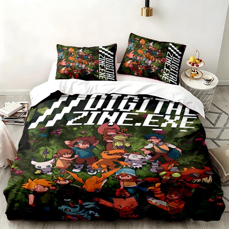 Digimon 3pc Set Perfect for Bedroom Use Comfortable Bedding Set Includes a Duvet Cover and Two Pillowcases Ideal Birthday or Christmas Gift