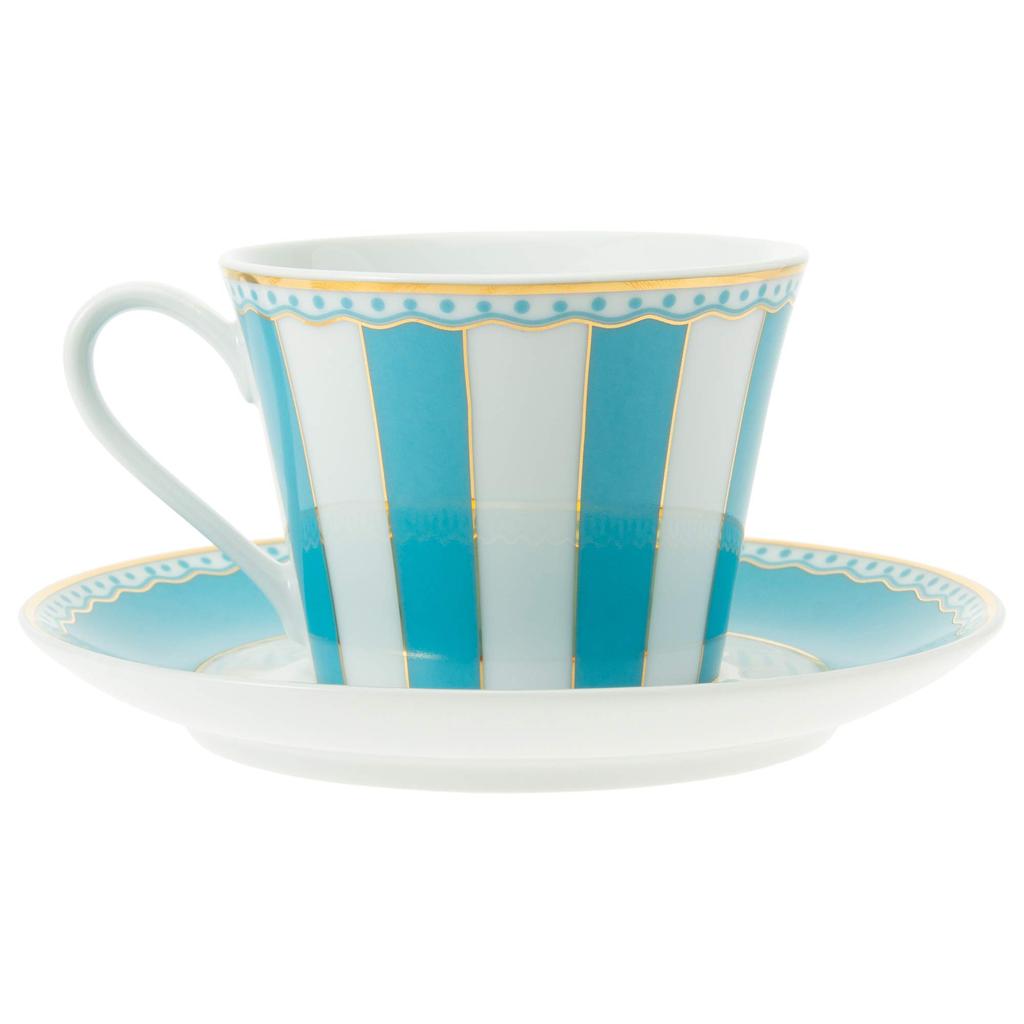 Noritake Cup Saucer Both Coffee and Carnival Light Fine & (for Tea), 250cc, Blue, Porcelain, T002B/M-253