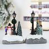 LED Resin Statue Christmas Tree Decoration Micro Landscape Resin Statue Decoration Santa Claus Pine Needle Snow Holiday Gift