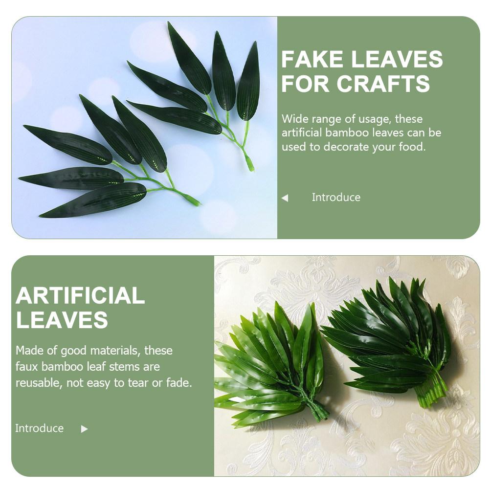 30Pcs Decorative Fake Bamboo Leaves Stems Lifelike Artificial Leaves for Flower Arranging DIY Crafts Garlands Wedding Home