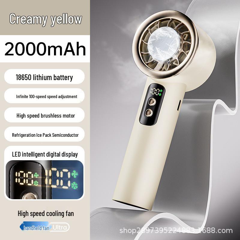 Mini Portable Rechargeable Turbine Fan with Semiconductor Cooling, Ice Pack, Handheld Fan for Desktop