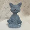 Meditation Cat Sculpture Home Decorations Resin Black Yoga Sitting Zen Cat Black Buddha Ornament Outdoor Garden Figurines