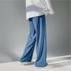 Men's Summer Ice Silk Wide-Leg Pants - Loose, Straight, Floor-Length Suit Pants 