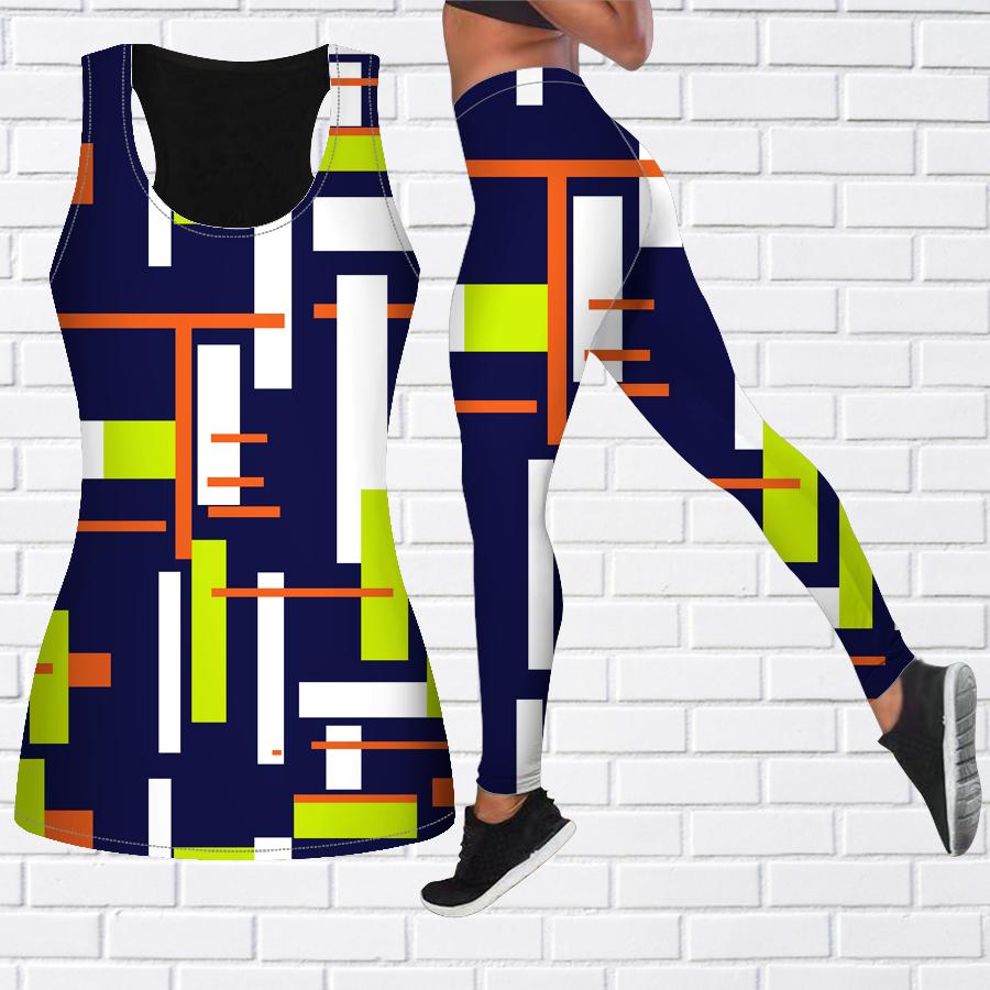 Color Cube Maze Print Yoga-Outfit für Damen, modische Workout-Leggings, Fitness, Sport, lässige Yoga-Hose