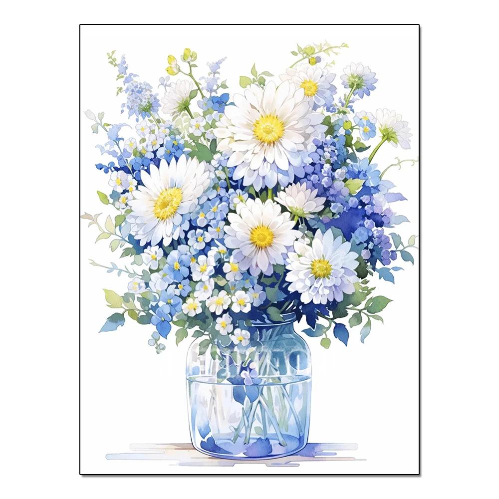 Full Flower Series Diamond Painting Tulip Daisy Diamond Mosaic Embroidery Art Watercolor Picture Handmade Home Decoration Diy