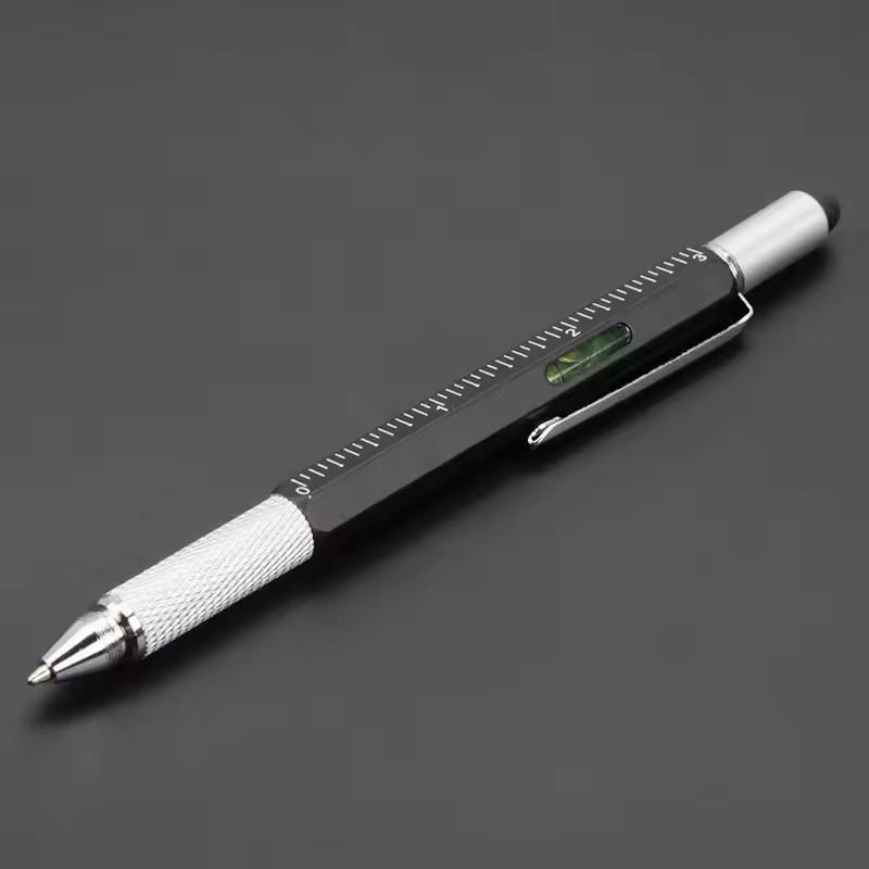 Monking 7 In 1 Multifunctional Pen Touch Screen Stylus Capacitive Pen with Screwdriver Ruler Levelgauge Ballpoint Pencil Tool